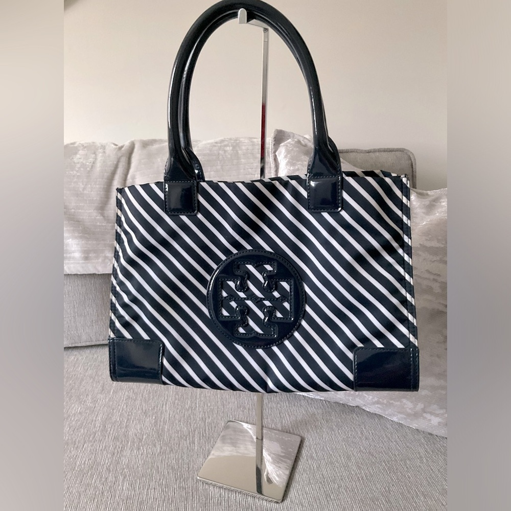 TORY BURCh Ella Stripe Nylon Tote - Regatta Navy/White Stripe